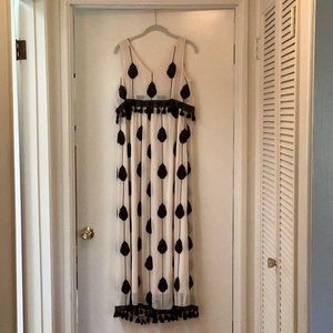 Anthropologie Moulinette Soeurs Vetements Long Dress Gown Fringe Beads Size 4